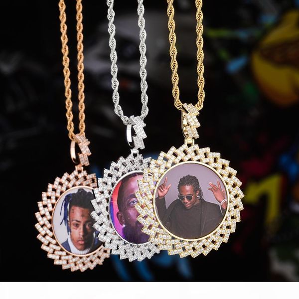 

gucy new custom made p round medallions necklace & pendant with 4mm tennis chain cubic zircon men's hip hop jewelry, Silver