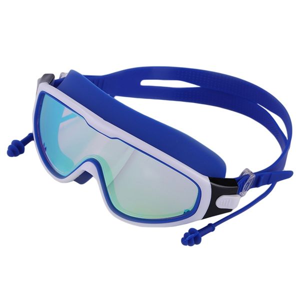 

goggles men women swimming waterproof high definitionanti-fog flat mirror glasses large frame lens eyewear with ear plug