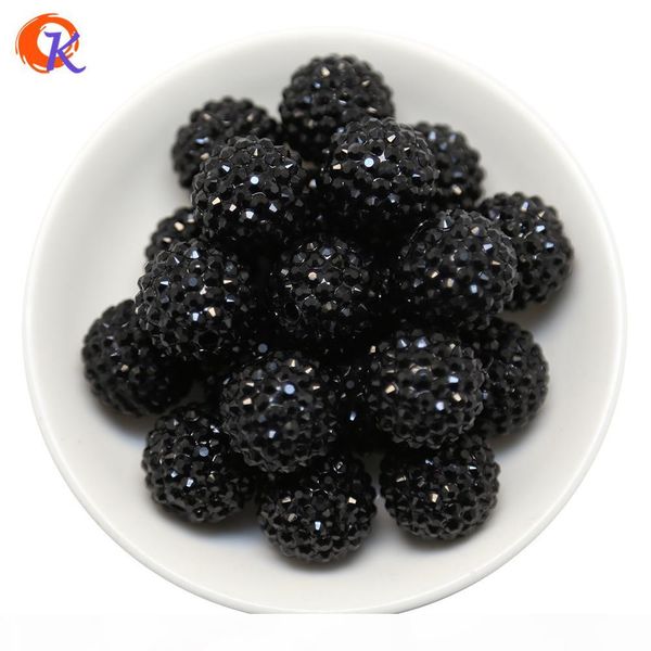 

r46 cordial design 20mm 100pcs lot black chunky resin rhinestone beads chunky beads for necklace making cdwb-516035 j190618, Silver