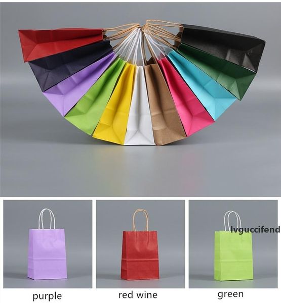 

25*15*8cm colorful hand bag craft paper gift bag with handle shopping bags kraft paper festival gift packaging bag in stock a06