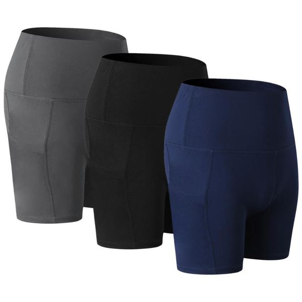 

3 packs женщины йога шорты высокой талией stretch спортивное тренировки йога шорты главная крытый фитнес compression, White;black