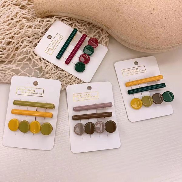 

mzqbg korean style children's color contrast color hairpin candy candy korean fashion all-match hairpin children's baby three-piec, Slivery;white