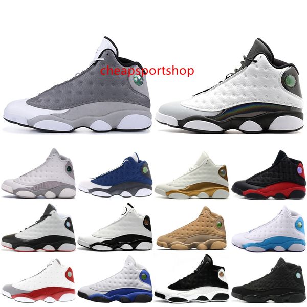 

13 13s mens basketball shoes atmosphere grey wheat bred dmp chutney black cat trainers xiii high designer sports snerkers 7-13