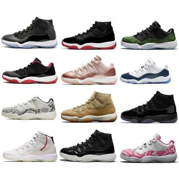 

11s basketball shoes men bred concord snakeskin light bone concord navy platinum tint neutral olive rose gold designer size 7-12