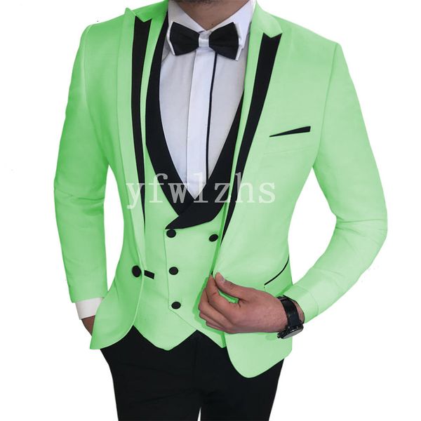 

new style one button handsome peak lapel groom tuxedos men suits wedding/prom/dinner man blazer(jacket+pants+tie+vest) w278, Black;gray