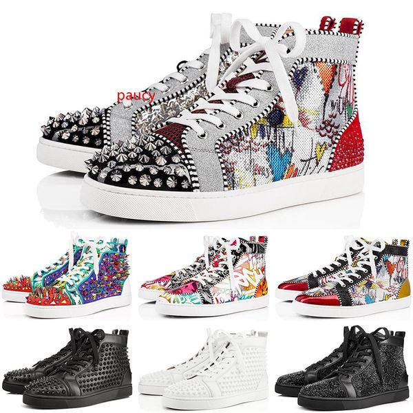 

fashion designer luxury s shoes men women studded spikes platform sneakers vintage genuine leather casual rivet sneaker size 36-45