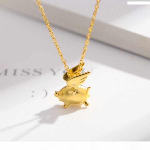 

golden sterling silver pig year necklace this year's accessories fashion trend necklace good-looking style 2 color choice