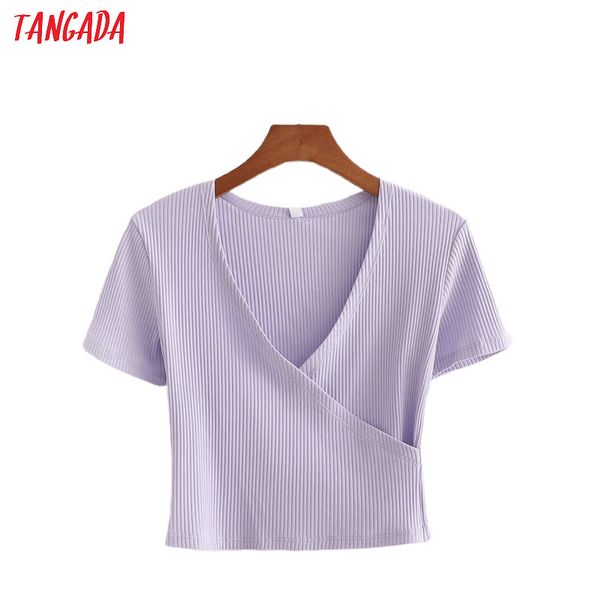 

tangada women vintage purple 2020 t shirt short sleeve v neck tees ladies casual tee shirt street wear 1d221, White