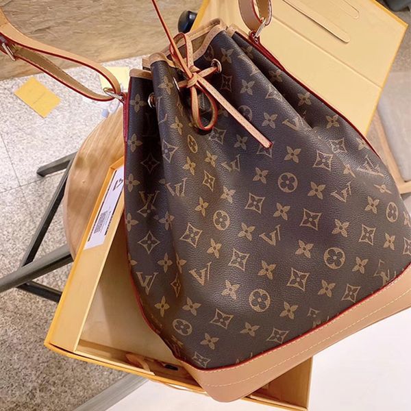 

высокое качество оптовая drawstring для женщин холст высокая емкость bcket сумки классический стиль коричневый 2 цвет новый женщины crossbod