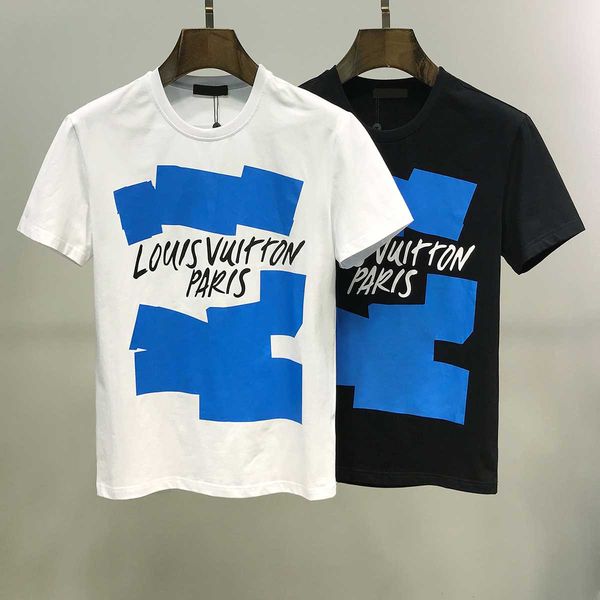 

t-shirt sportiva da uomo 2020 moda lou vui con stampa lettere manica corta stile europeo e americano, White;black