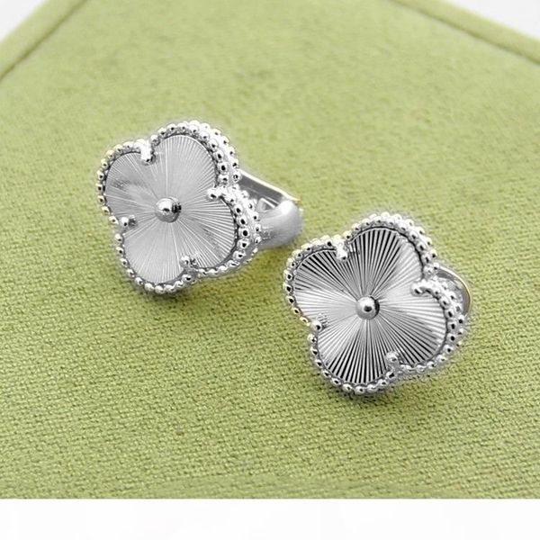 

new style luxury designer jewelry women earrings clover stud high version silver 18k gold textures 1.3cm four leaf flower stud earrings, Golden;silver