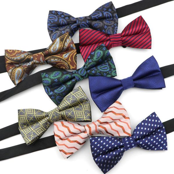 

stylish striped paisley polyester bowtie mens business dinner banquet suit butterfly accessory bow tie cravat vintage royal blue, Black;gray