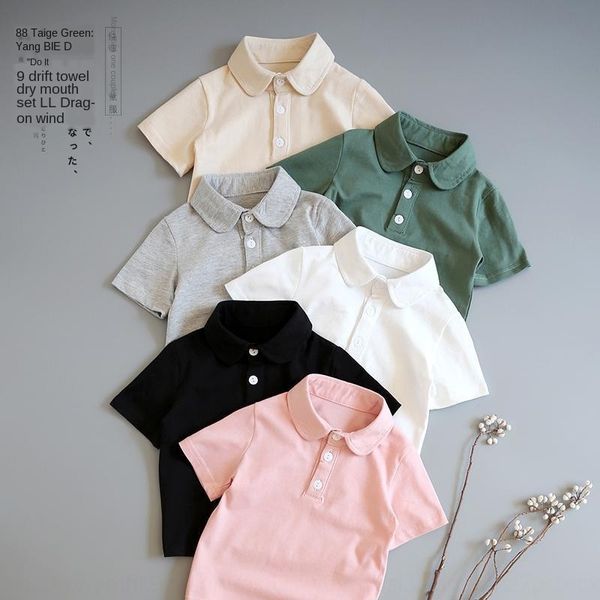 

2020 thin t- baby summer short sleeve t-shirt for boys and girls lapel soft glutinous half sleeve shirt, White;black