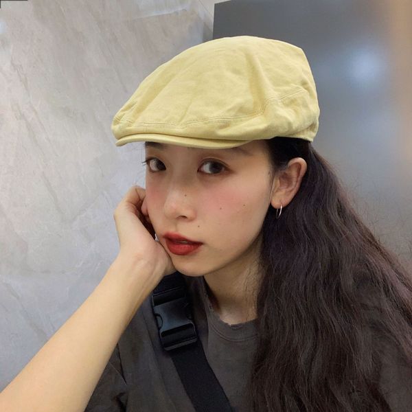 

japanese niche designer style front and back wear forward hat embroidered beret female summer embroidery letter beret sun hat, Blue;gray