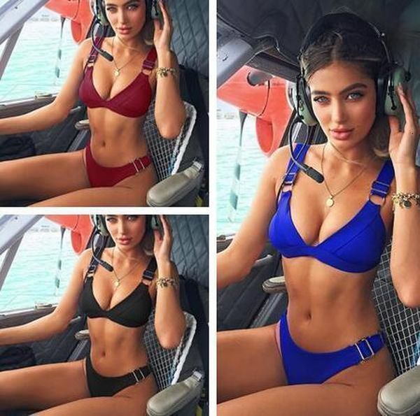

push up bikini women swimsuit halter bandage swimwear female padded bathing suit solid bikini set low waist swimming suit, White;black