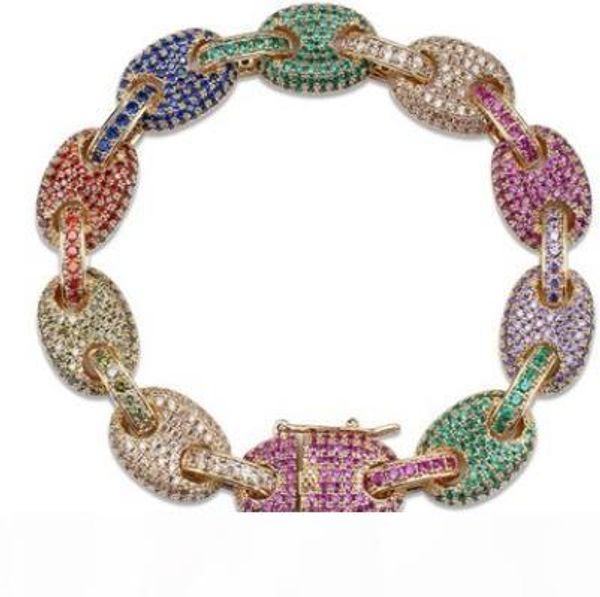 

uwin coffee beans bracelet puffed marine chain 13mm hip hop gold silver link fashion punk choker charms jewelry 7inch 8inch y19062901, Black