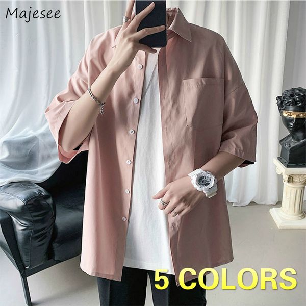 

мужские рубашки solid three quarter sleeve pocket plus размер 3xl сыпучие корейский chic simple thin мужская рубашка дышащий все матча ulzza, White;black