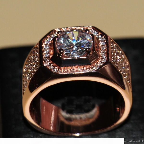 

f size 8 9 10 11 12 13 2016 men jewelry round cut 8mm z 925 sterling silver cz diamond rose gold plated band ring for love