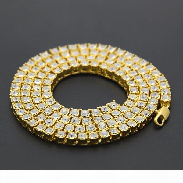 

hip hop bling цепи ювелирные изделия мужские ожерелья iced out теннис цепи rhinestone однорядные ожерелье 18inch-30inch, Silver