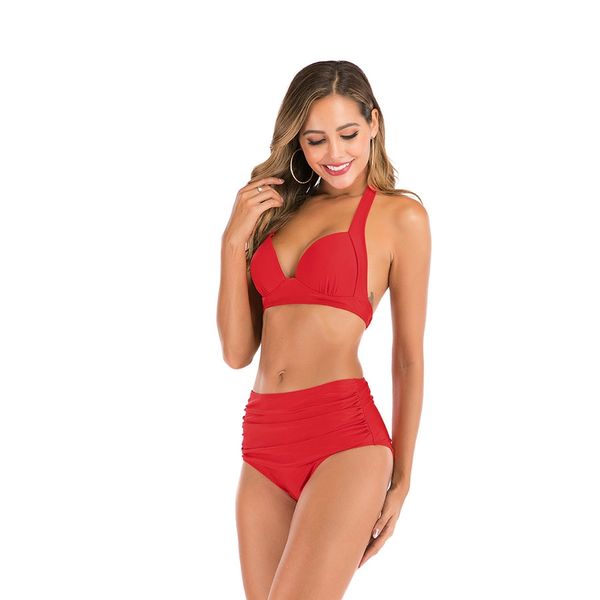 

2020 new style bandage bikini set pure color women swimwar summer paaded swimsuit women bathing suit beachwear biquini 508, White;black