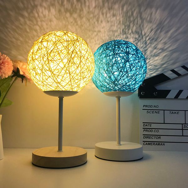 

ins net red night light table lamp girls creative romantic moon birthday gift led bedroom bedside lamp rattan ball lamp