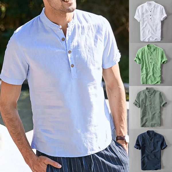 

shirt men casual short sleeved buttons up breathable cool shirt loose streetwear male shirts for men cotton summer blouse, White;black