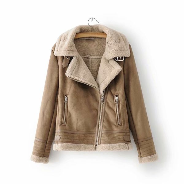 

women-s winter black suede jackets faux lambswool liner warm coats ladies vintage hairly full camel outwear girls sherpa jacket