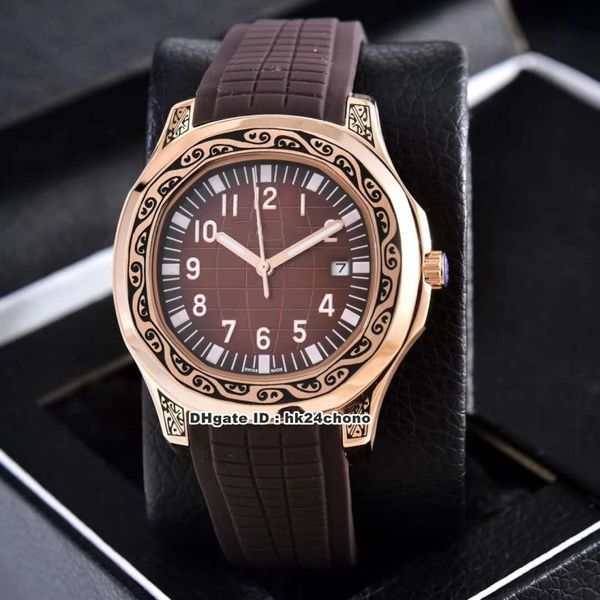 

14 styles aquanaut vintage carved rose gold automatic mens watch 5167r-001 blue dial rubber strap gents sport watches, Slivery;brown