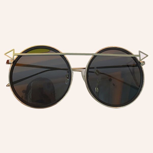 

round sunglasses with chain women 2020 retro brand designer sunglasses for women uv400 oculos, White;black