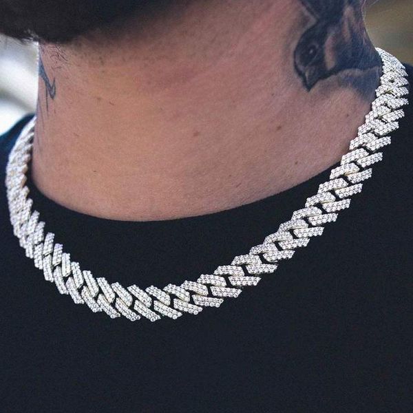 

iced out 15mm miami cuban link chain 8"16"18"20"24" custom necklace bracelet rhinestone bling hip hop for men jewel, Silver
