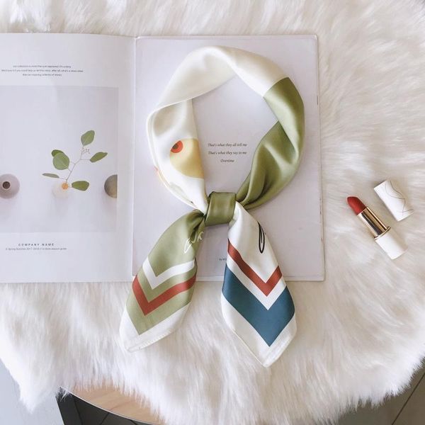 

cycling caps & masks silk scarf women's small square spring and summer fashion professional decorative neckerchief flower all-match, Black