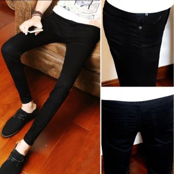 

spring summer new youth men's slim-fit stretch leggings men's student casual korean style trousers and jeans trousers and jeans, Blue