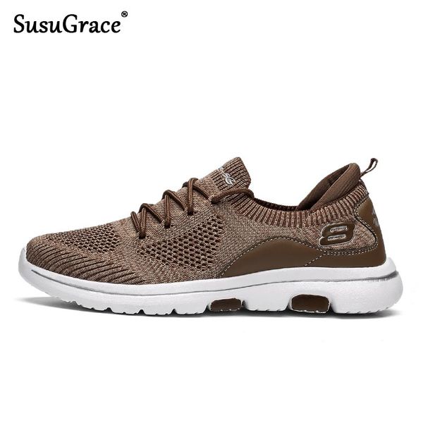 

susugrace air mesh men's sneakers summer black gray running shoes outside lace-up jogging walking sport male footwear breathable