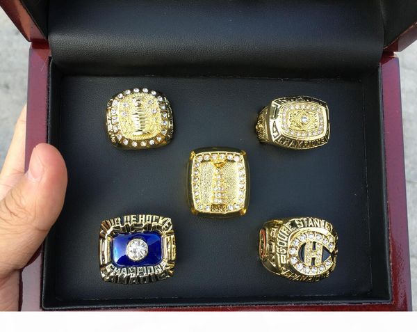 

g 5pcs 1976 1978 1979 1986 1993 montreal canadiens stanley cup honkey championship ring set men fan souvenir gift wholesale 2019 dropsh, Golden;silver
