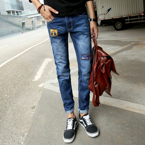 

2020 jeans for men fashionista necessary pants korean slim style new fshion #jj04, Blue