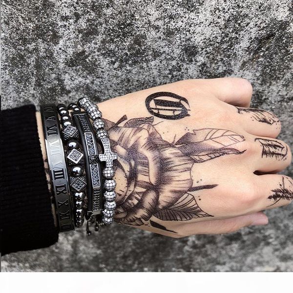 

Men Bracelet 4pcs set crown charms jewelry Macrame beads Bracelets Braiding Man Luxury Jewelry for women bracelet gift