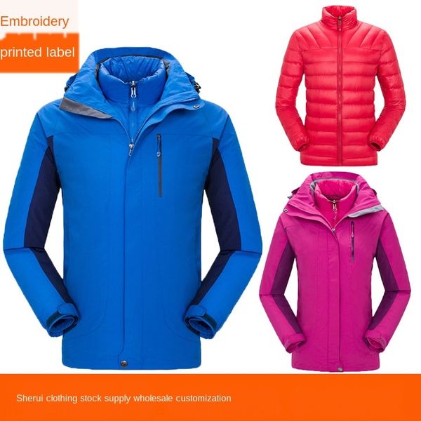 

men's and women's two-piece down liner jacket outdoor clothing warm outdoor clothing windproof warm no label, Blue;black