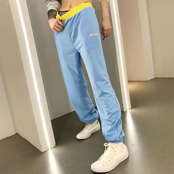 

women's pants & capris nibber casual college style hit color harem korean version street activityÂ straight female simple loose sport, Black;white