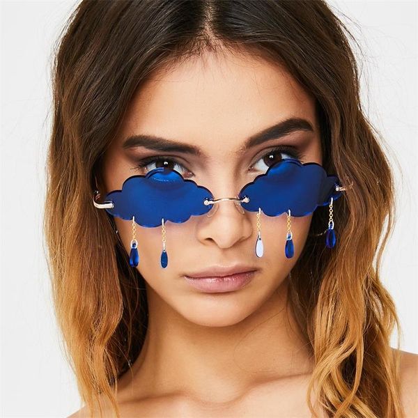 

milan drip trendy glasses rimless 2020 shades clouds designer luxury sunglasses rain exaggerated black sun eyewear women fashion ecvbj, White;black