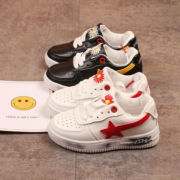

fashion girls boys kids children sneakers shoes hook & loop breathable anti-slippery for students skate shoes new autumn 2020, Black