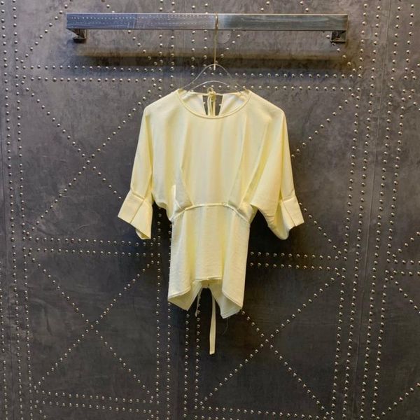 

2020 new ladies fashion mid-sleeve lace-up backless waist 0716, White