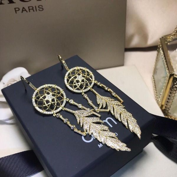 

women's jewelry 2019 summer trend gold color crystal diamond dream catcher earrings female retro personality fashion simple, Golden;silver