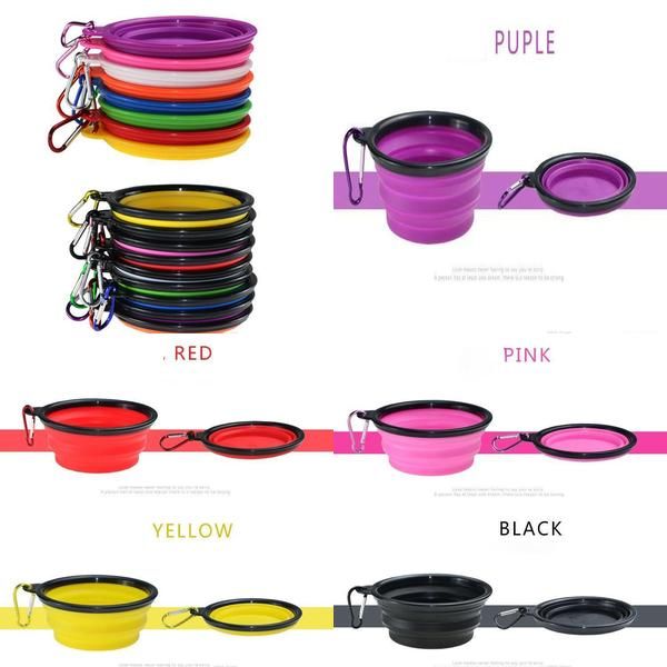 

new selling pet dog bowl 1pc collapsible silicone travel bowl for portable collapsible folding dog bowl for pet dog water feeding qqds