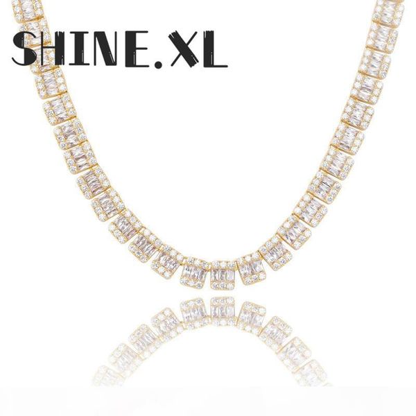 

luxury design men's necklace iced out square zircon necklace gold silver plated mens hip hop jewelry gift