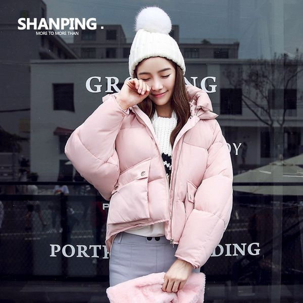 

shanping/autumn parkas winter jacket women coats female outerwear plus size casual short down cotton wadded lady fashion warm, Black