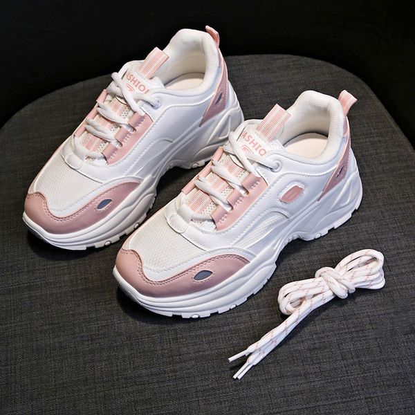 

breathable women sneakers fashion running badminton women vulcanize shoes female chunky platform sneakers walking shoes cn07, Black
