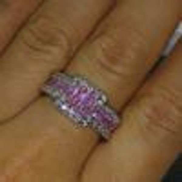 

professional wholesale fashion jewelry 10kt white gold filled pink sapphire gem men wedding ring gift, Silver