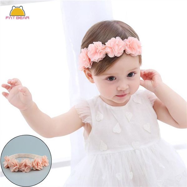 

flower solid baby headbands for girls ribbon handmade elastic soft baby headband hairband flower newborn infant hair accessories, Slivery;white