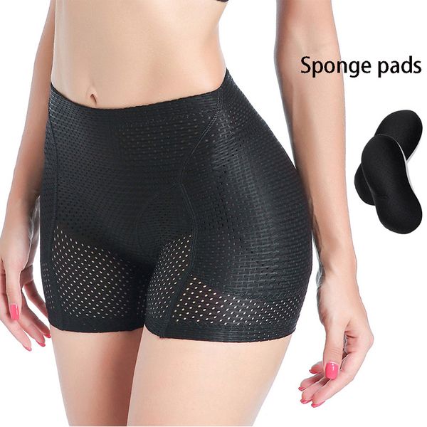 Donne Mesh traspirante Glutei push up Hip Pad finto culo Boxer Lingerie solleva il culo che modella la biancheria intima push up finte culo Mutandine Y200710