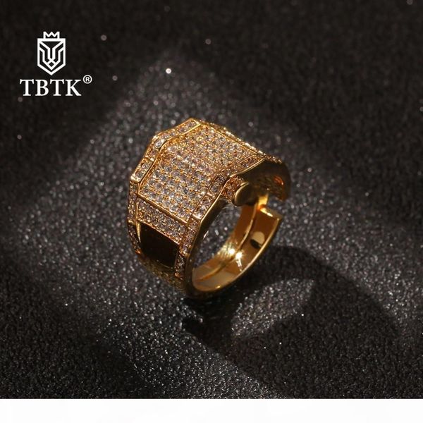 

tbtk fashion hiphop rapper gold white gold ring irregularity full iced cubic zirconia party wedding mens rings cz jewelry gifts, Silver